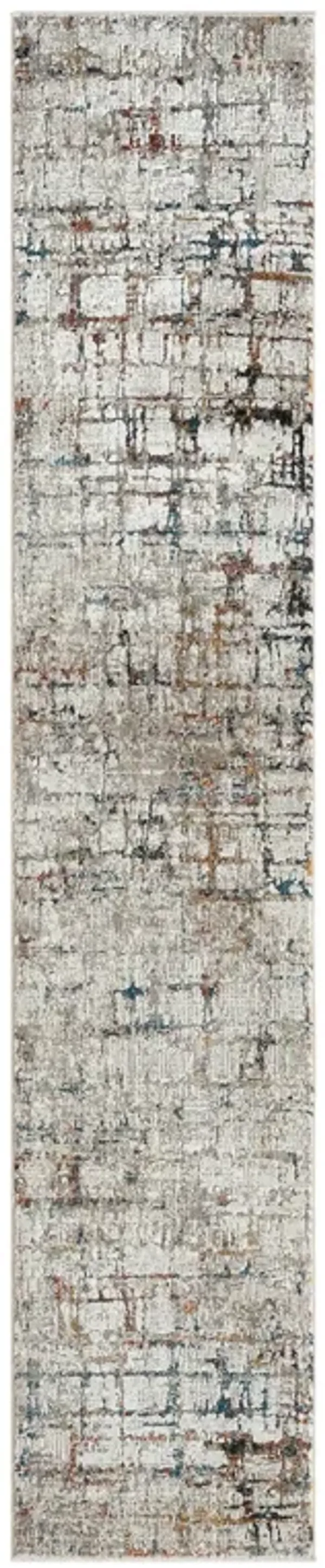 2' x 10' Abstract Distressed Runner Rug - Gray
