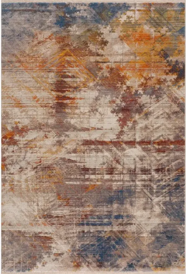 4' x 6' Abstract Distressed Polyester Area Rug - Gray