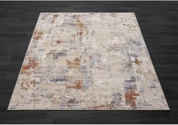 4' x 6' Modern Abstract Polyester Area Rug - Beige