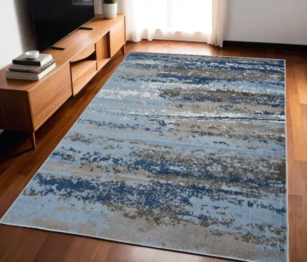5' x 7' Abstract Jute Area Rug - Blue