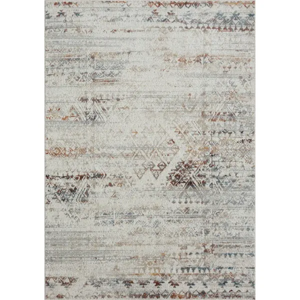 8' x 10' Tribal Distressed Washable Area Rug - Ivory