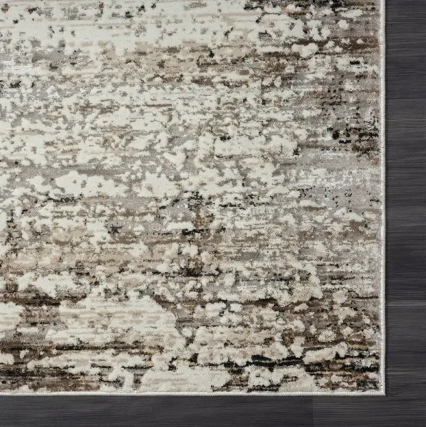 2' x 3' Abstract Distressed Polyester Area Rug - Beige