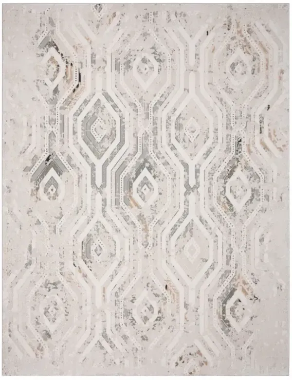 1.8' x 3' Abstract Distressed Area Rug - Cream