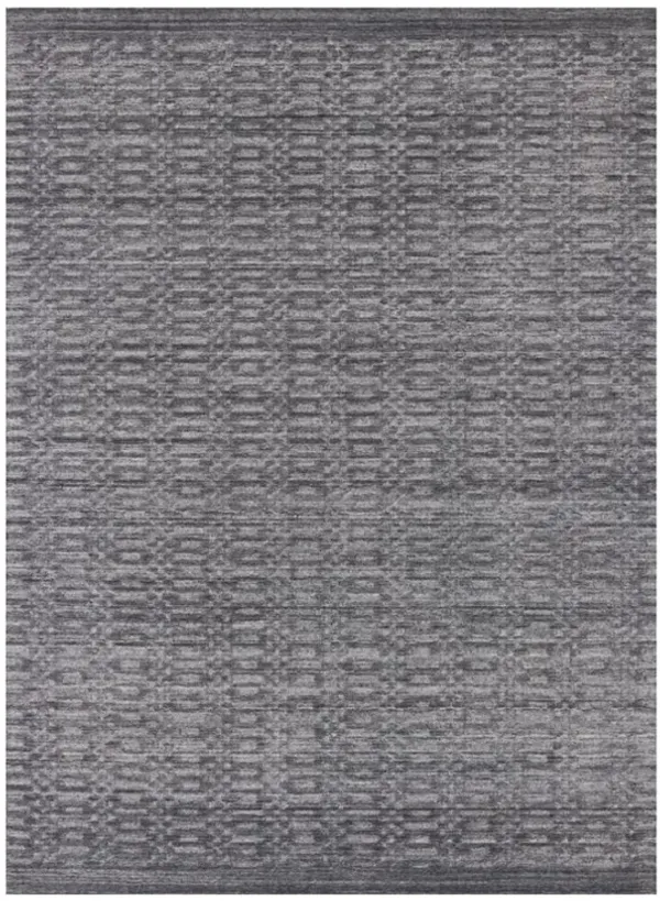 9' x 12' Gray Hand Loomed Area Rug - Charcole And Dark