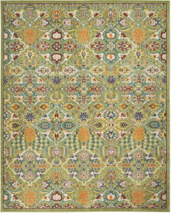 7' x 10' Floral Power Loom Area Rug - Green