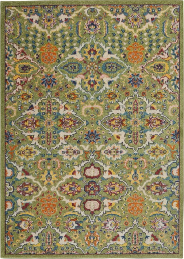 4' x 6' Floral Power Loom Area Rug - Green