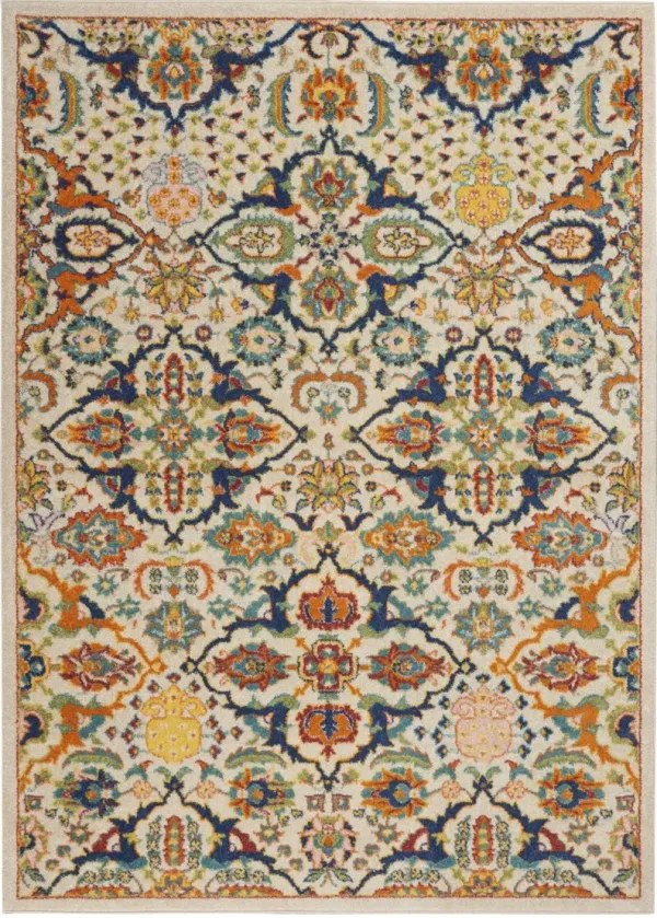 4' x 6' Floral Power Loom Area Rug - Ivory