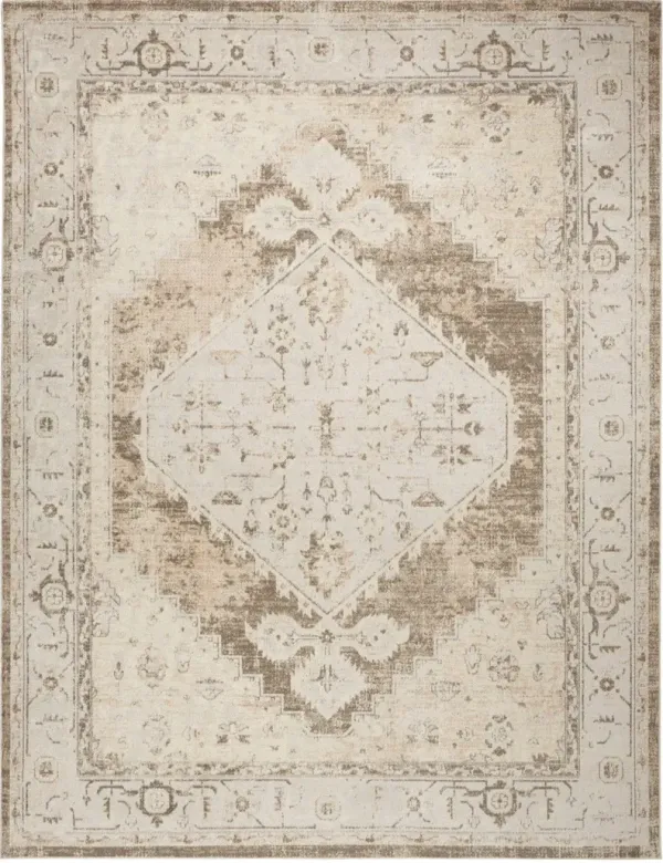 5' x 7' Oriental Power Loom Distressed Washable Area Rug - Sage