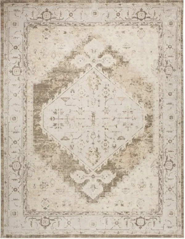 4' x 6' Oriental Power Loom Distressed Washable Area Rug - Sage