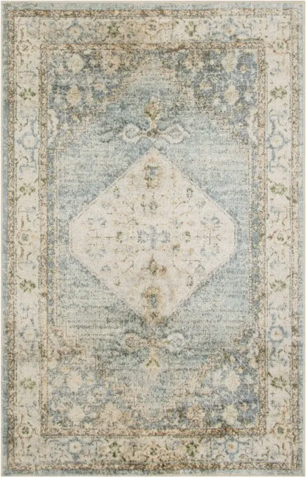 6.6' x 9' Oriental Power Loom Distressed Washable Area Rug - Gray