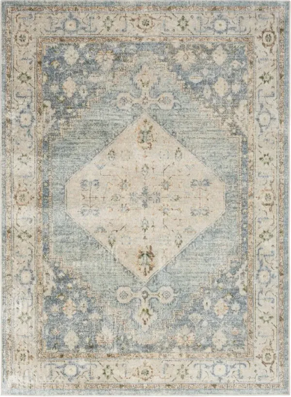 4' x 6' Oriental Power Loom Distressed Washable Polyester Area Rug - Gray