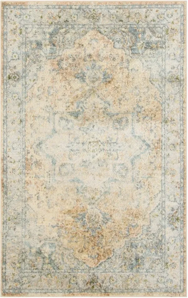 5' x 7' Oriental Power Loom Distressed Washable Area Rug - Gray