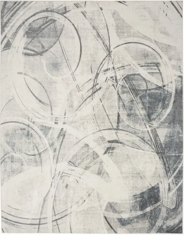 3' x 5' Oriental Power Loom Washable Area Rug - Gray