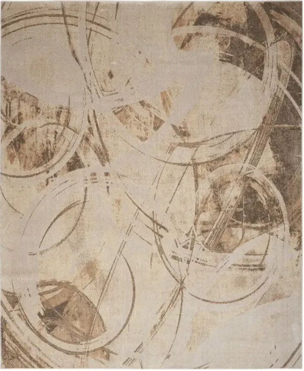 7' x 9' Oriental Power Loom Washable Area Rug - Gold