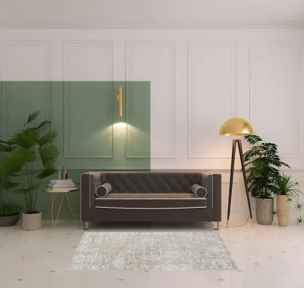 4' x 6' Oriental Power Loom Washable Area Rug - Beige