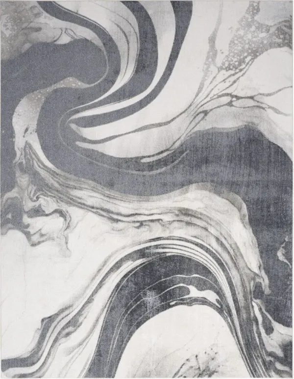 4' x 6' Oriental Power Loom Washable Polyester Area Rug - Gray