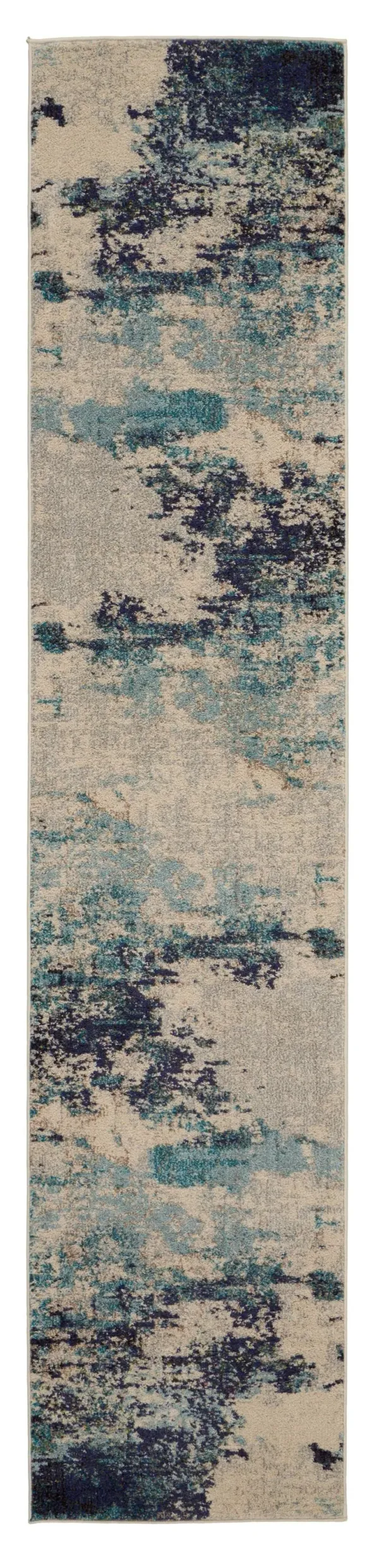 10' x 2.2' Abstract Power Loom Runner Rug - Ivory