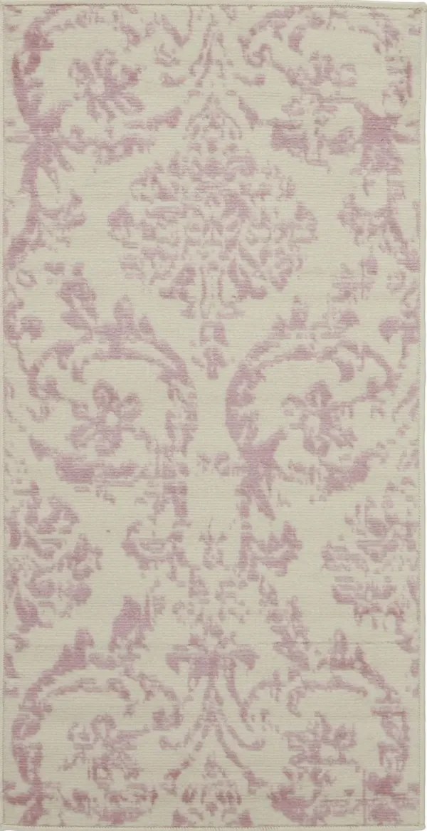 2' x 4' Damask Power Loom Polypropylene Area Rug - Cream