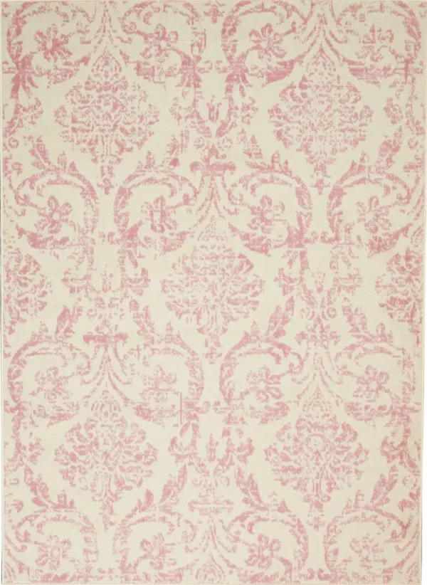 4' x 6' Damask Power Loom Polypropylene Area Rug - Cream