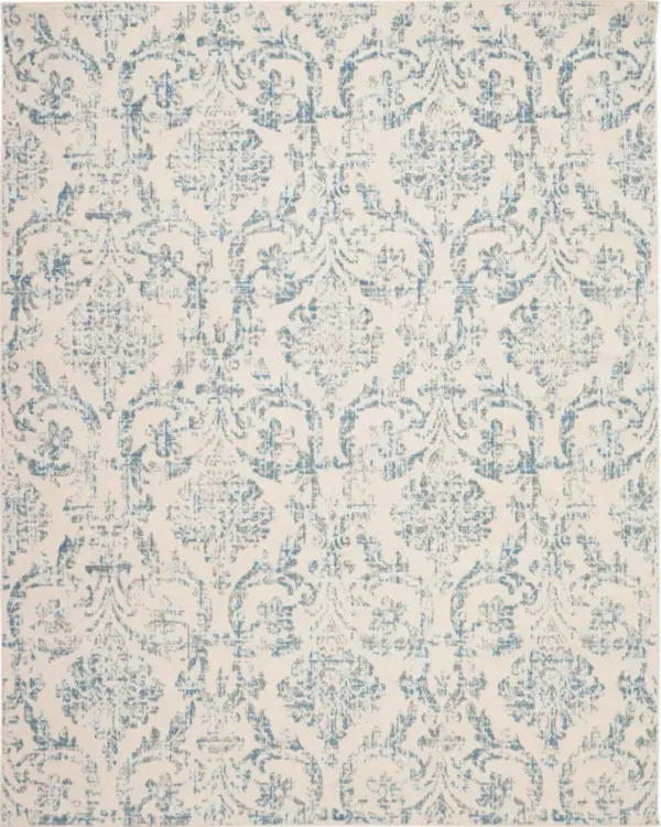8' x 10' Damask Power Loom Non Skid Area Rug - Cream