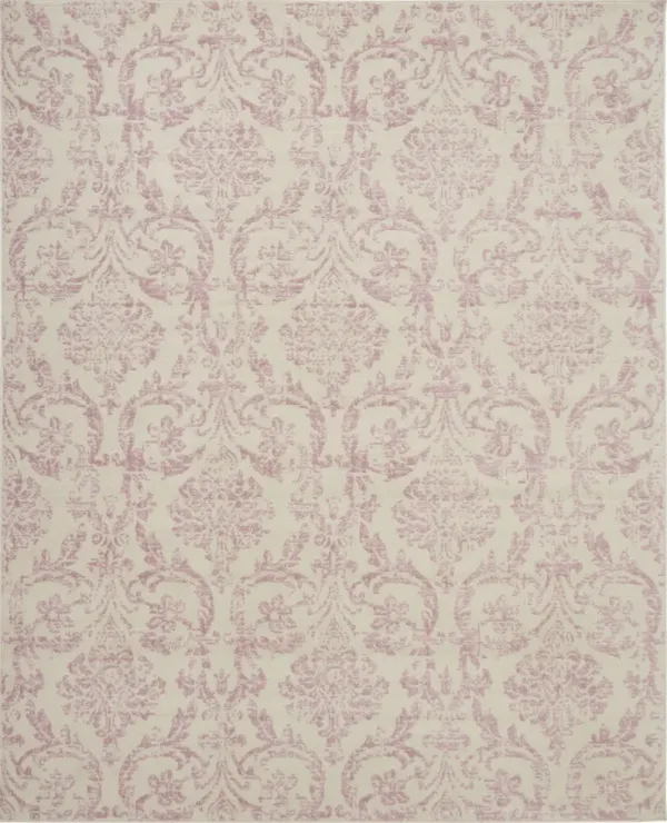 7.8' x 9.8' Damask Power Loom Area Rug - Cream