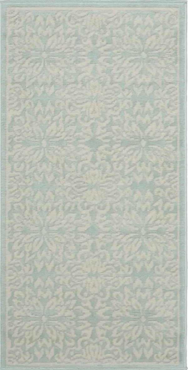 2' x 4' Floral Power Loom Area Rug - Aqua