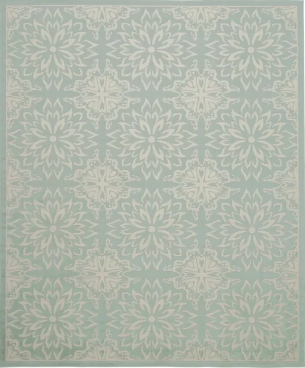 8' x 10' Floral Power Loom Area Rug - Aqua