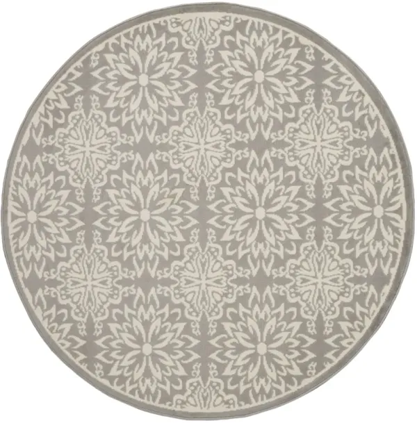 8' x 8' Round Floral Power Loom Area Rug - Light Gray