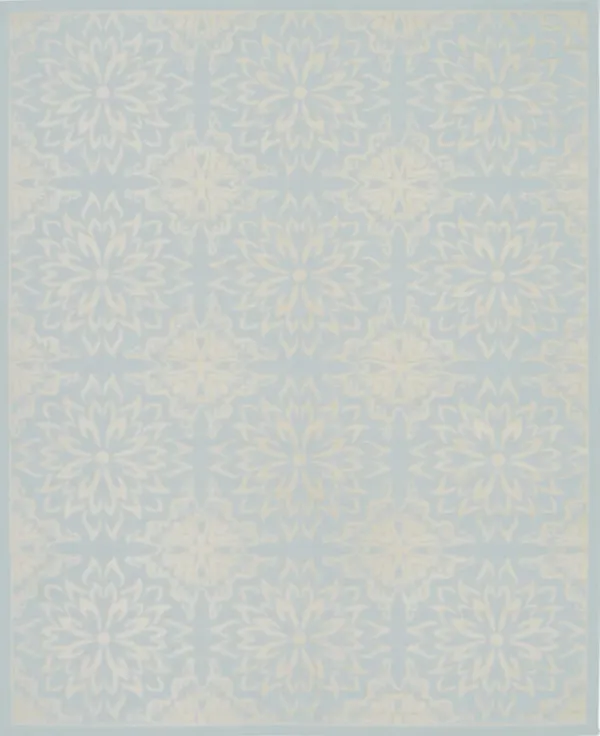 8' x 10' Floral Power Loom Area Rug - Light Blue