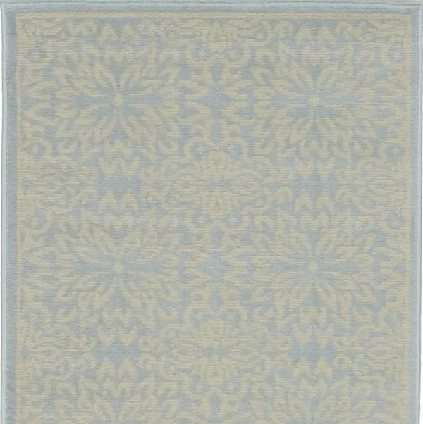 7' Floral Power Loom Runner Rug - Light Blue