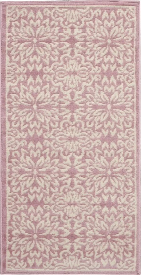 2' x 4' Floral Power Loom Area Rug - Pink