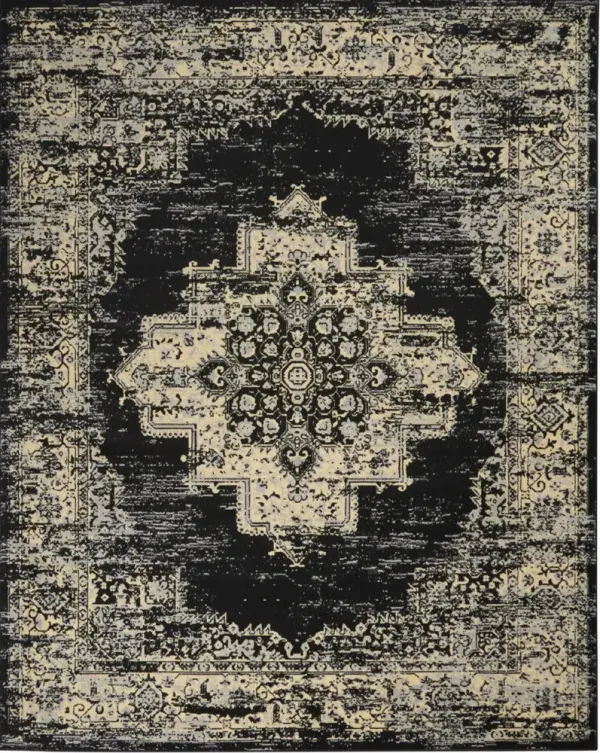 7.8' x 9.8' Damask Power Loom Polypropylene Area Rug - Cream