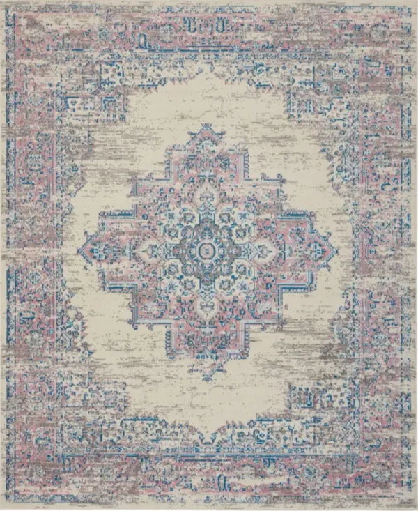 8' x 10' Damask Power Loom Area Rug - Pink