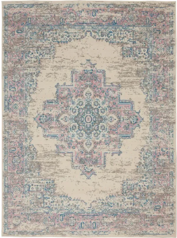 5' x 7' Damask Power Loom Area Rug - Pink