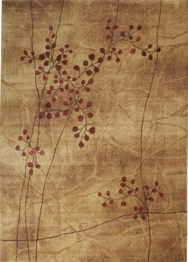 10' x 13' Floral Power Loom Area Rug - Brown