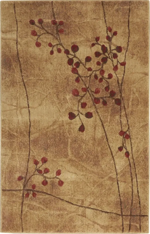 3.5' x 5.5' Floral Power Loom Area Rug - Brown