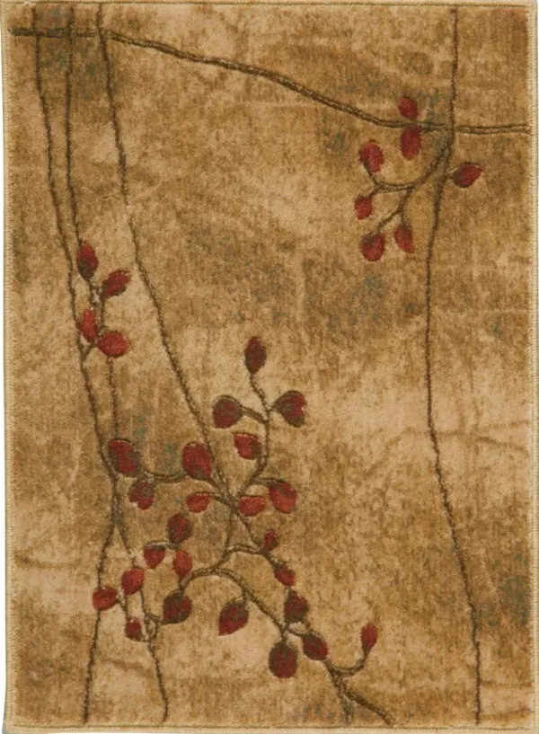 2' x 3' Floral Power Loom Area Rug - Brown