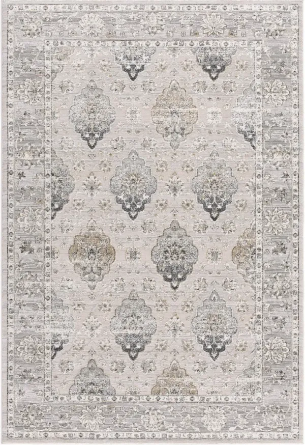4' x 6' Oriental Washable Non Skid Area Rug - Gray