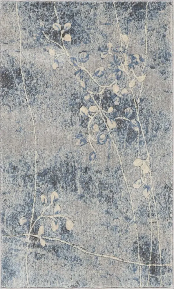 3' x 4' Floral Power Loom Area Rug - Blue