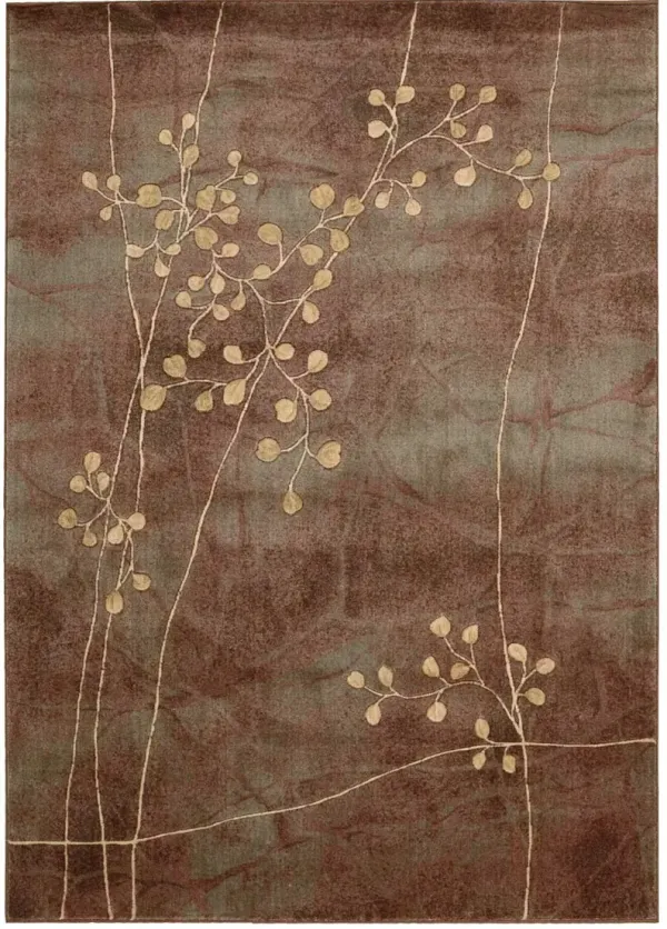 4' x 6' Floral Power Loom Area Rug - Brown