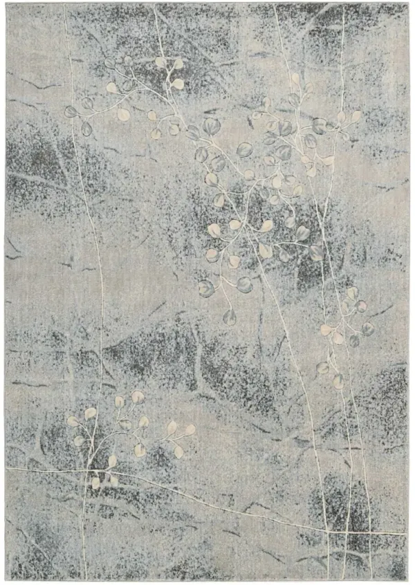 2' x 3' Floral Power Loom Area Rug - Blue