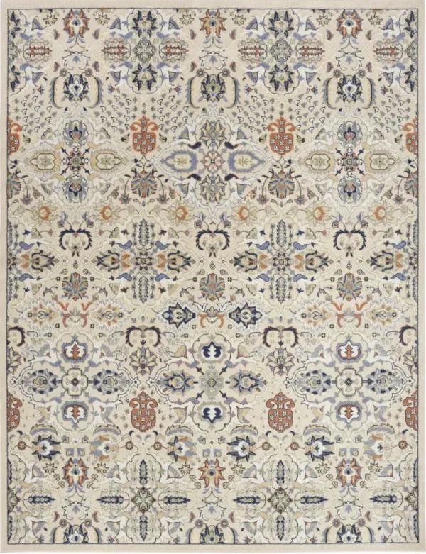 7.8' x 9.8' Floral Power Loom Area Rug - Green And Ivory