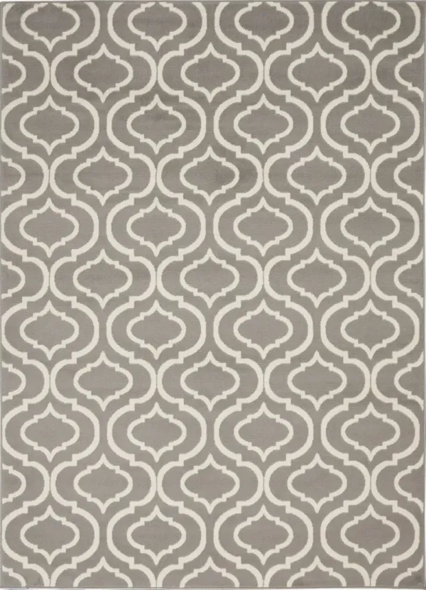 6' x 9' Moroccan Power Loom Area Rug - Gray And Beige