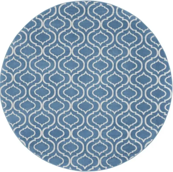 8' Round Moroccan Power Loom Area Rug - Gray