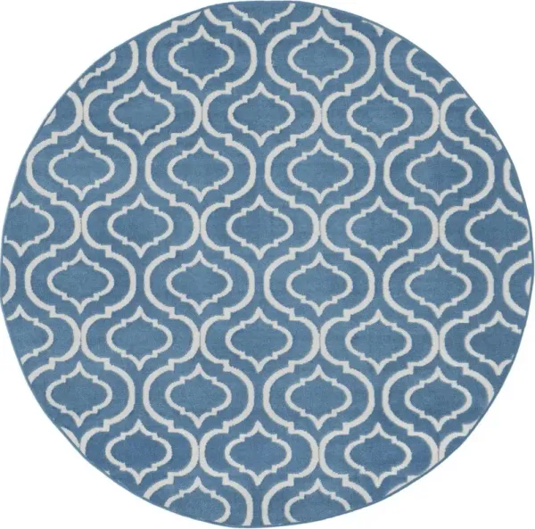 5' Round Moroccan Power Loom Area Rug - Gray