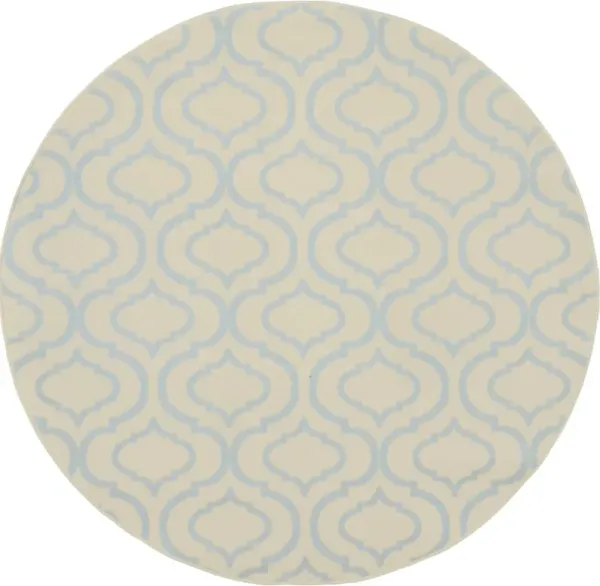 5.3' x 5.3' Round Moroccan Power Loom Polypropylene Area Rug - Gray