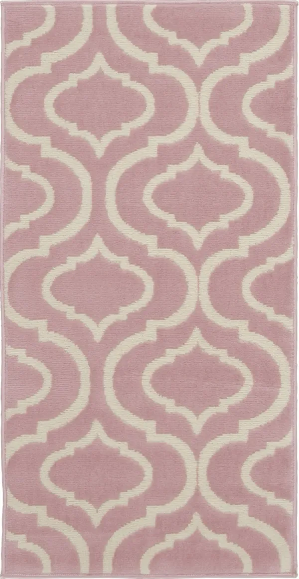 2' x 4' Moroccan Power Loom Polypropylene Area Rug - Pink