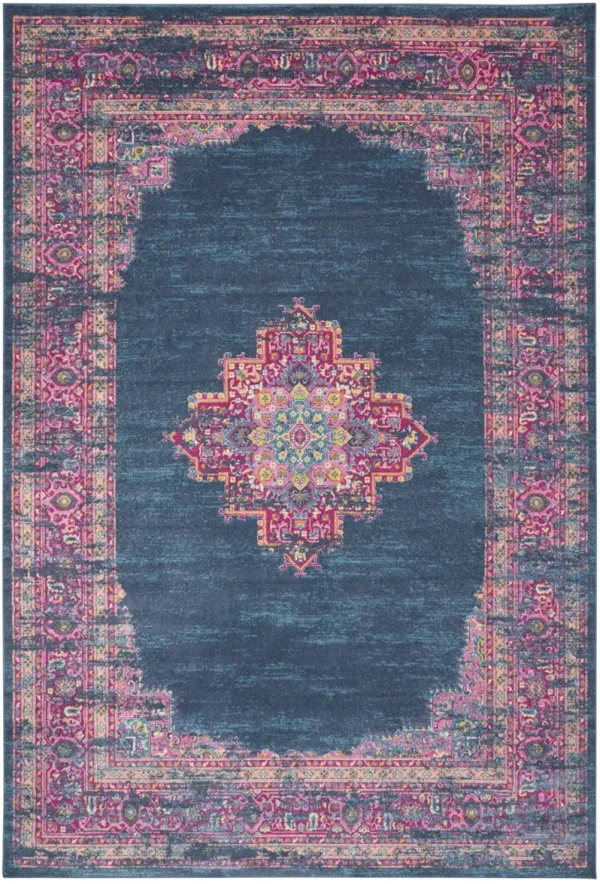 12' x 18' Moroccan Power Loom Distressed Area Rug - Blue