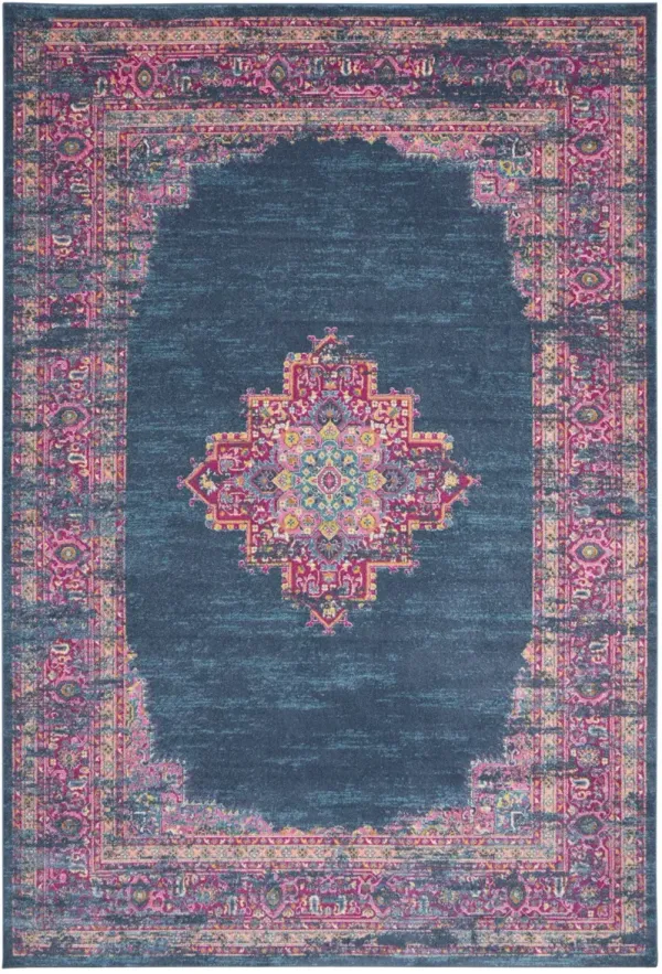 10' x 14' Moroccan Power Loom Distressed Polypropylene Area Rug - Blue