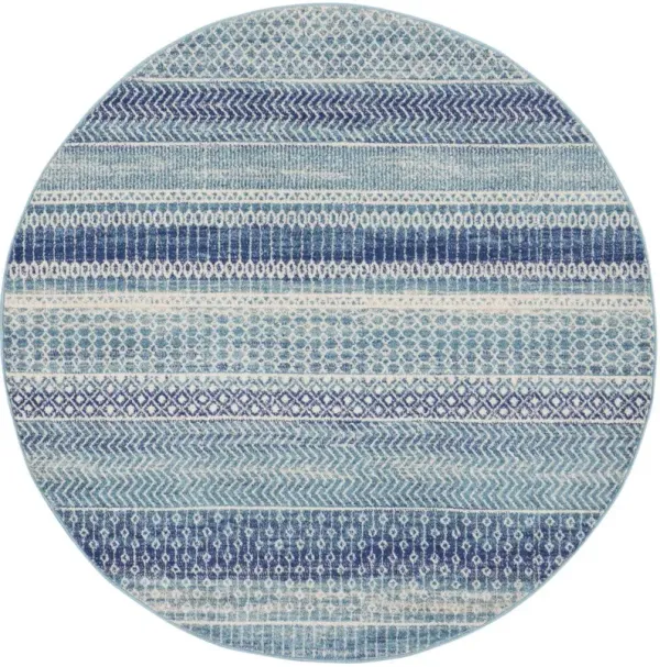4' x 4' Round Floral Power Loom Area Rug - Navy Blue